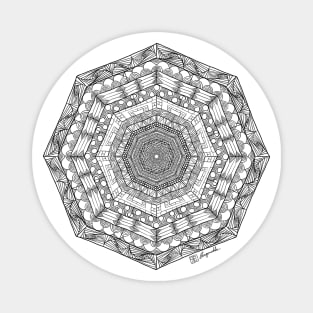 Hand drawn wacky wonky doodle mandala Magnet